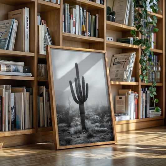Cactus Standing Against The Mist