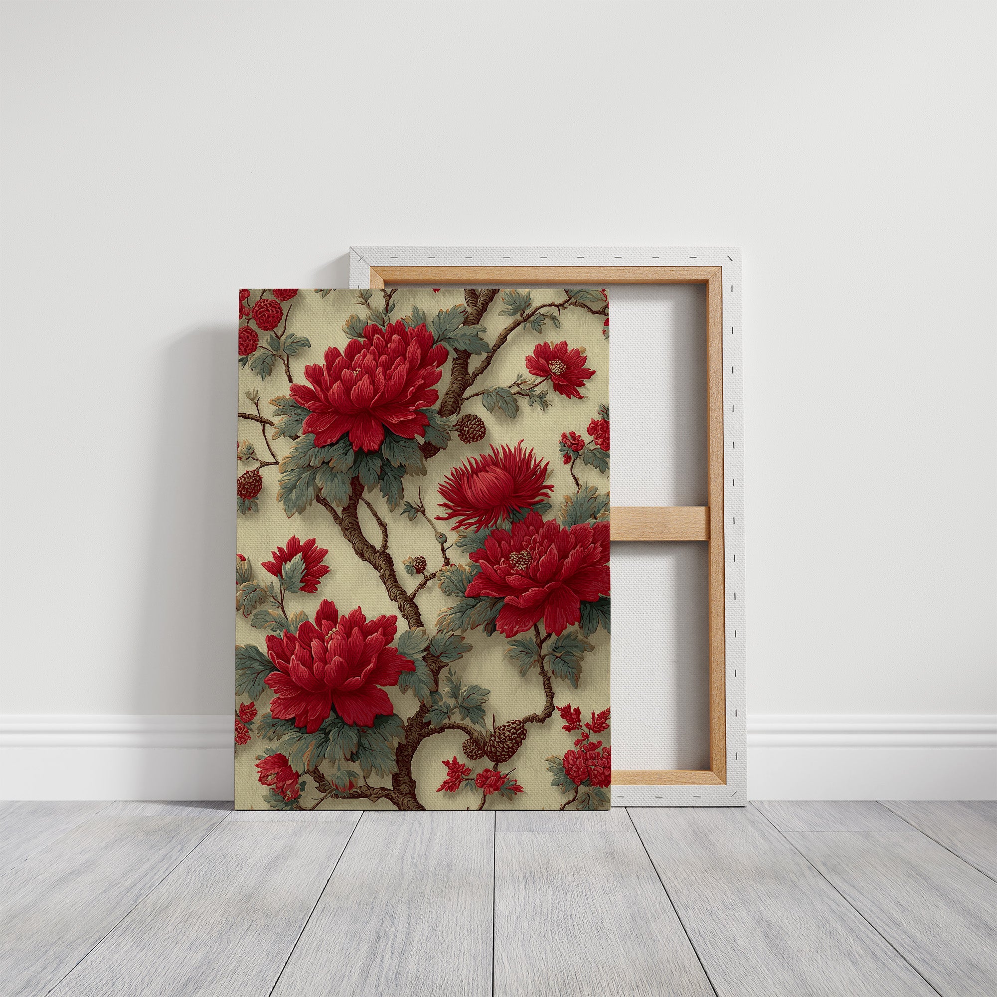 Red Blooms on Ivory Branches