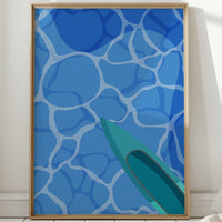 Surfboard Glides Through Crystal Waters