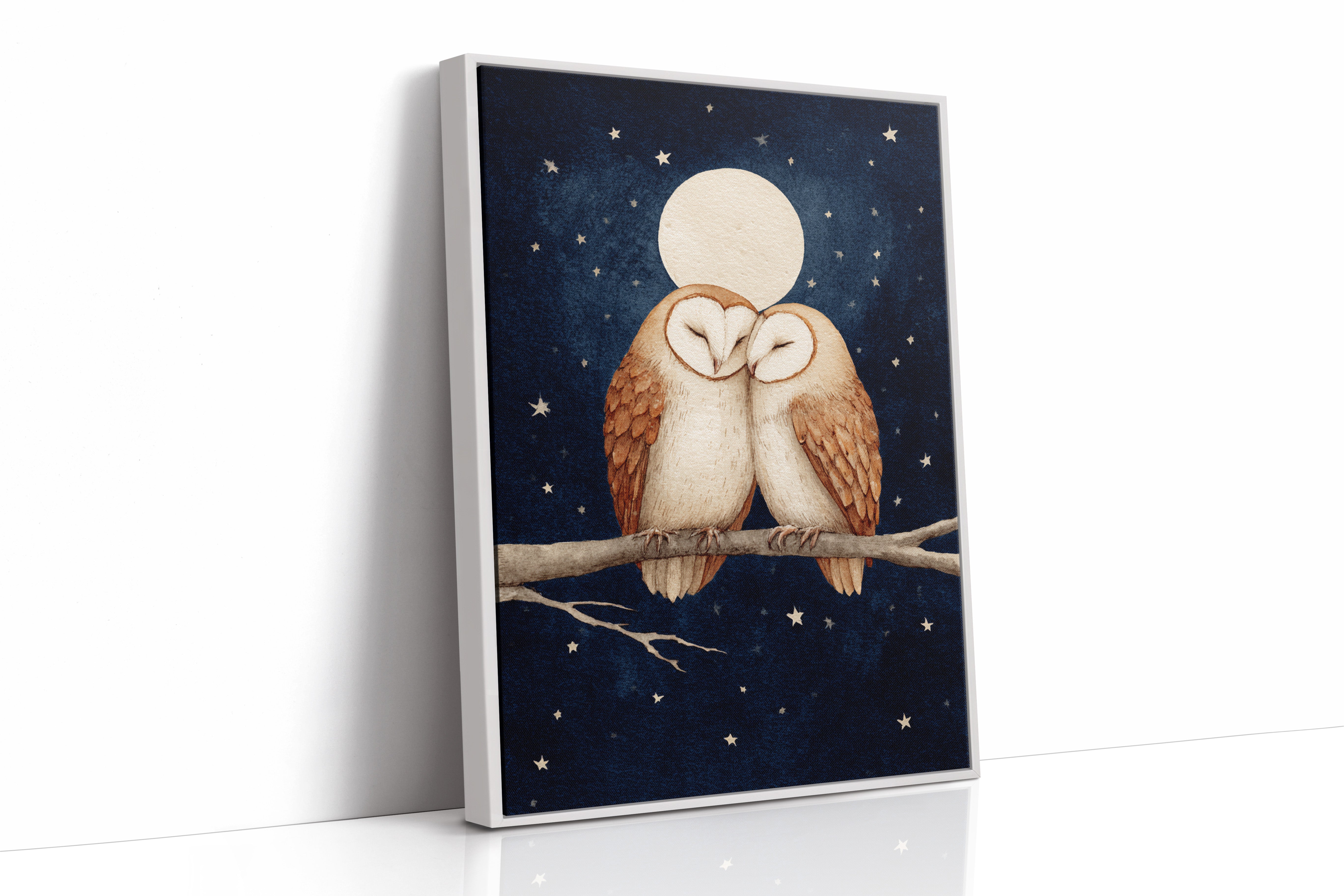 Loving Owls Under a Full Moon