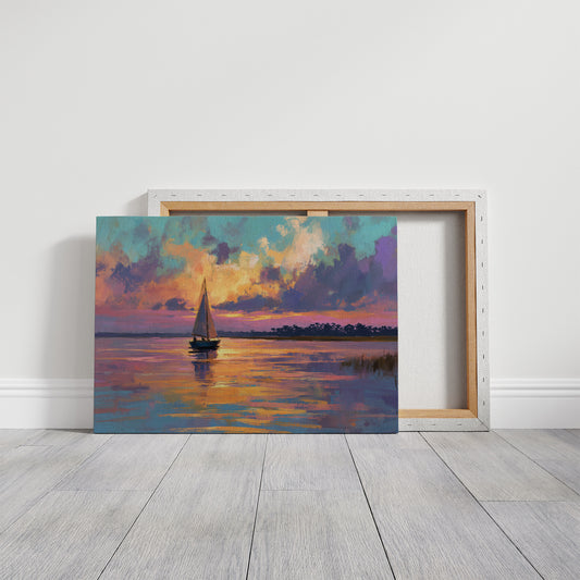 Sunset Voyage On Still Waters