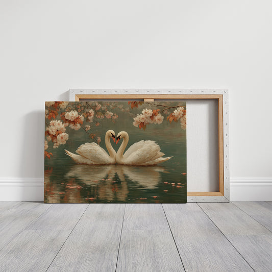 Swans Dance Under Cherry Blossoms
