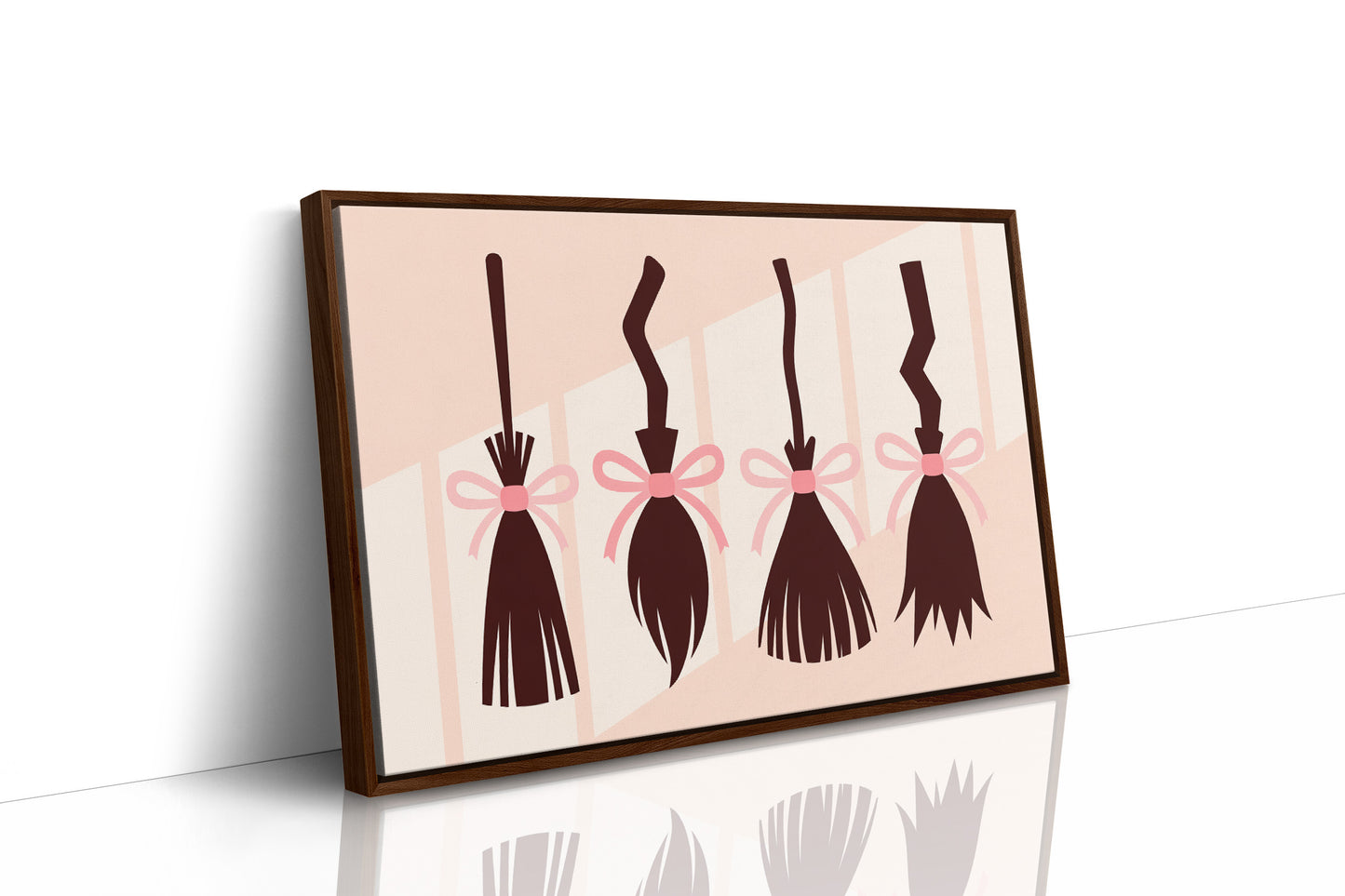 Brooms Tied With Pink Ribbons