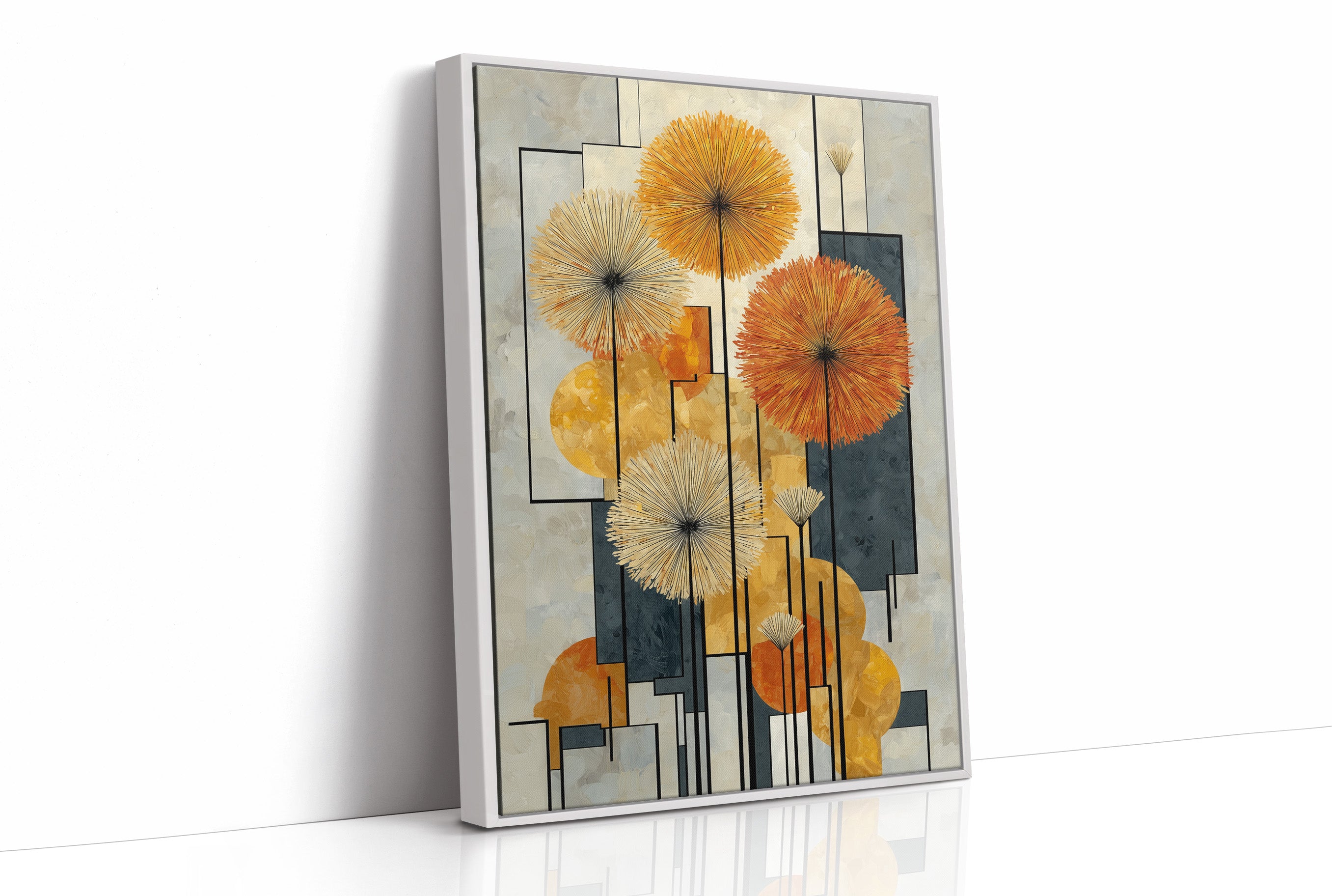 Sunbursts Dance Through Geometric Gardens