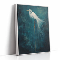 White Egret Wall Art – Elegant Minimalist Bird Print, Coastal Decor