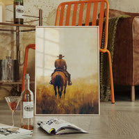 Lone Cowboy on Horseback – Rustic Western Wall Art
