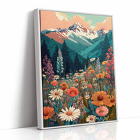 Floral Tapestry Beneath Mountain Peaks
