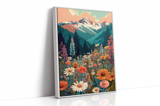 Floral Tapestry Beneath Mountain Peaks