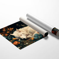 White Wolf Among Autumn Blooms