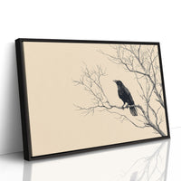 Raven Perches On Winter Branches