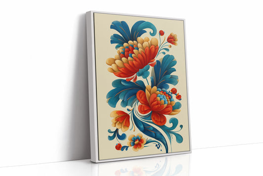 Folk Blooms Dance In Teal