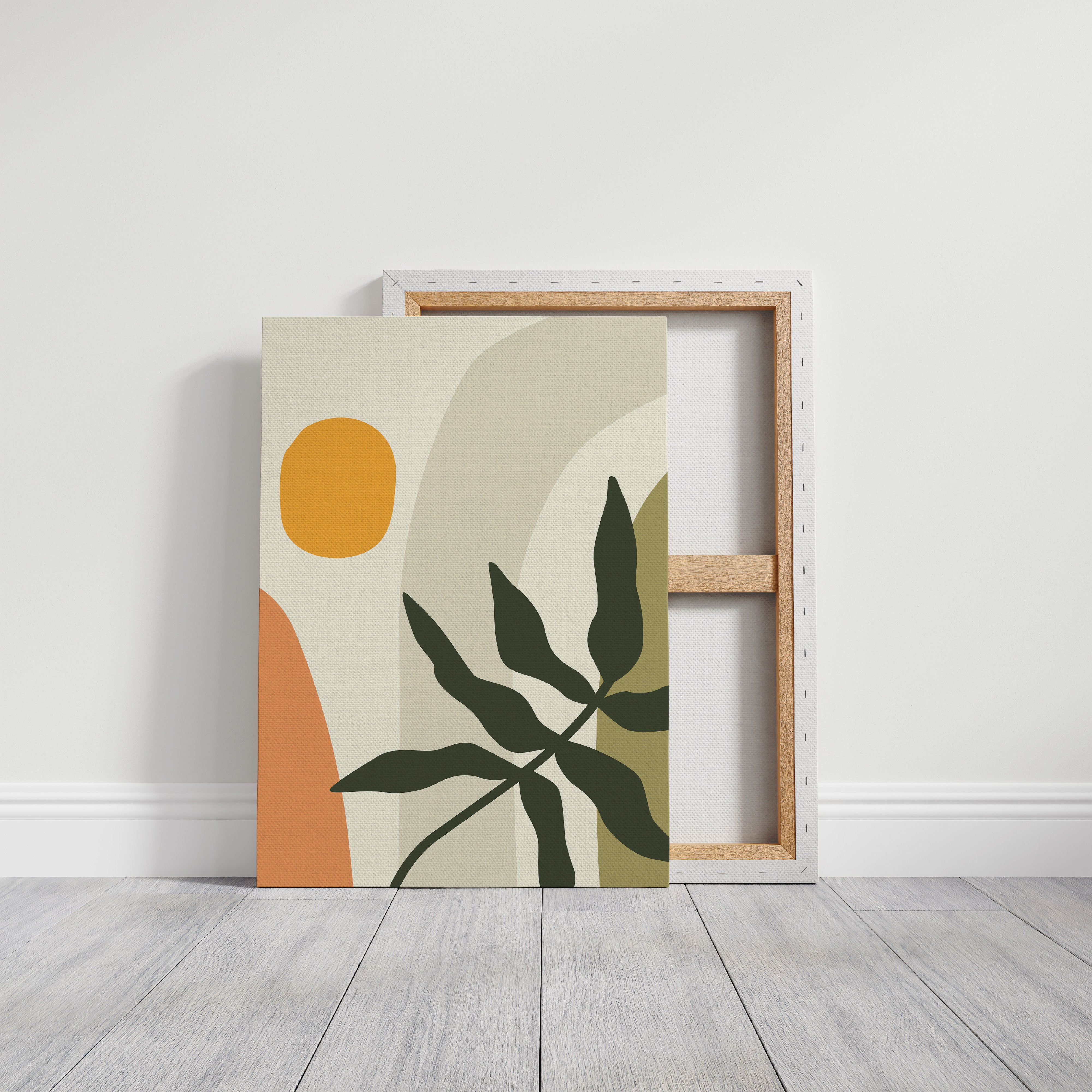 Sunlit Leaves Against Soft Curves