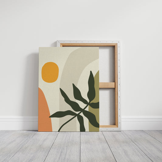 Sunlit Leaves Against Soft Curves
