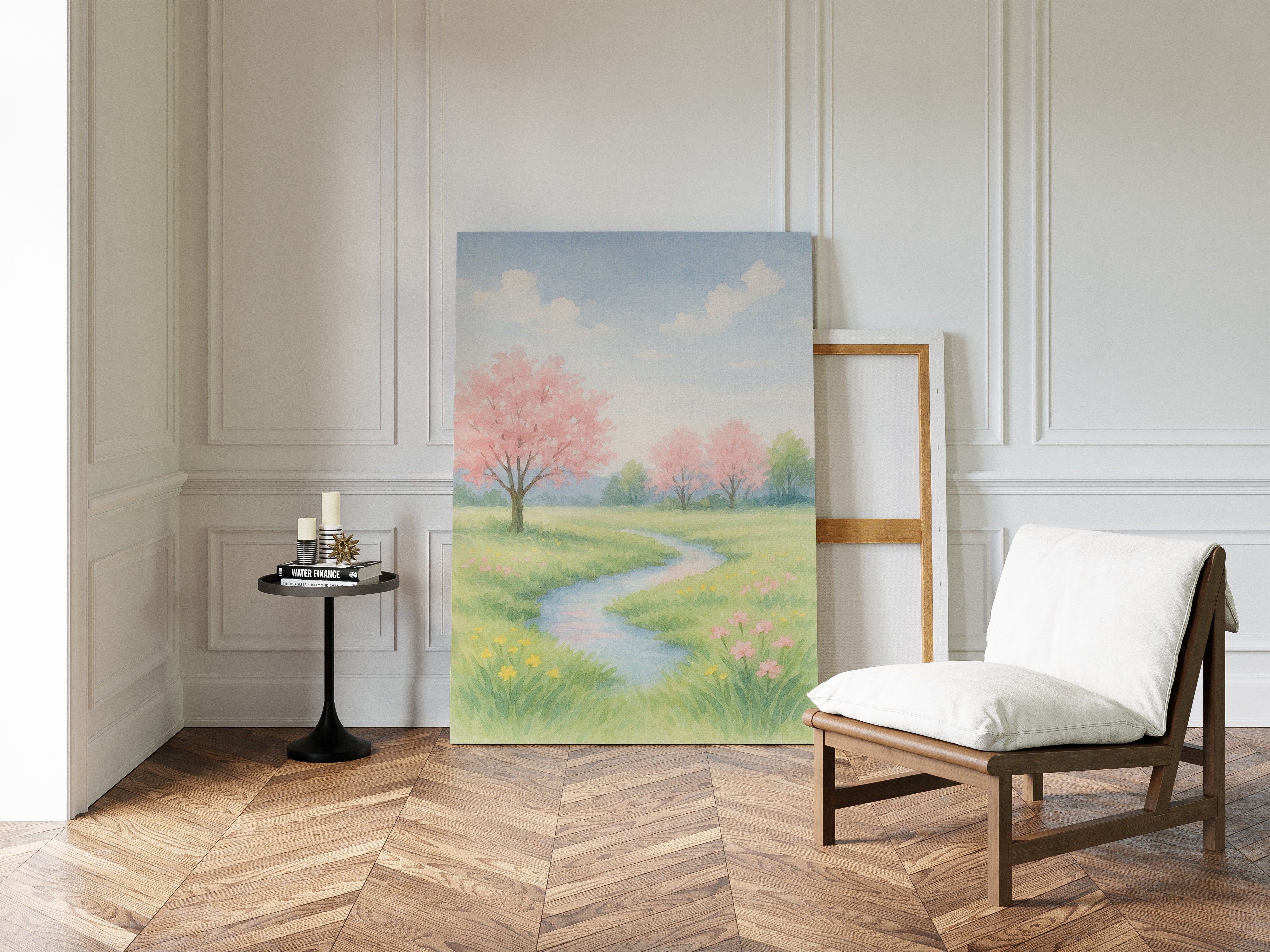 Spring Stream and Blossom Path