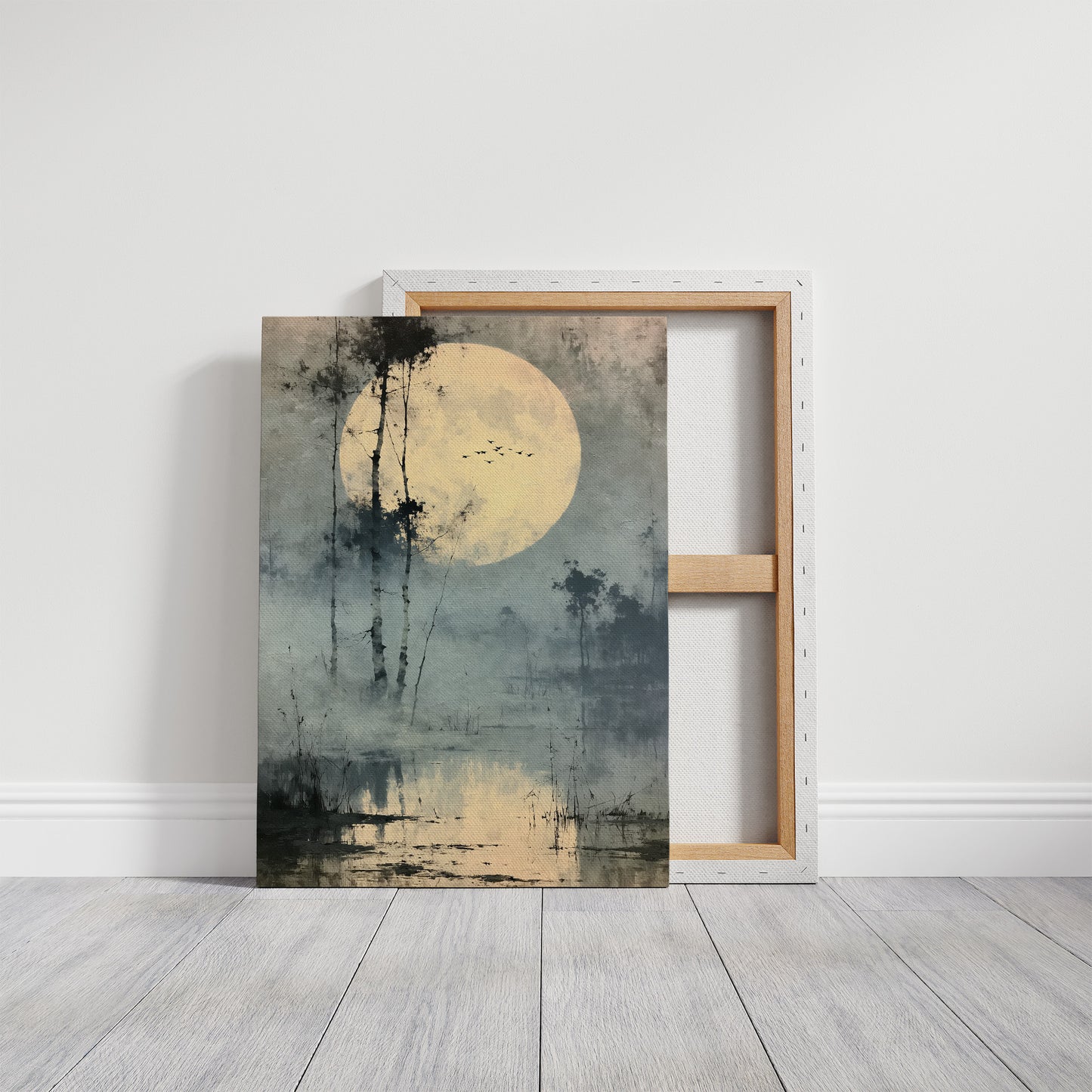 Low Moon Over Birch Marsh
