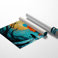 Child And Cat Beneath Glowing Moon