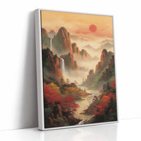 Red Maples Dance Through Mountain Mist