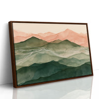 Coral Dawn Over Green Ridges