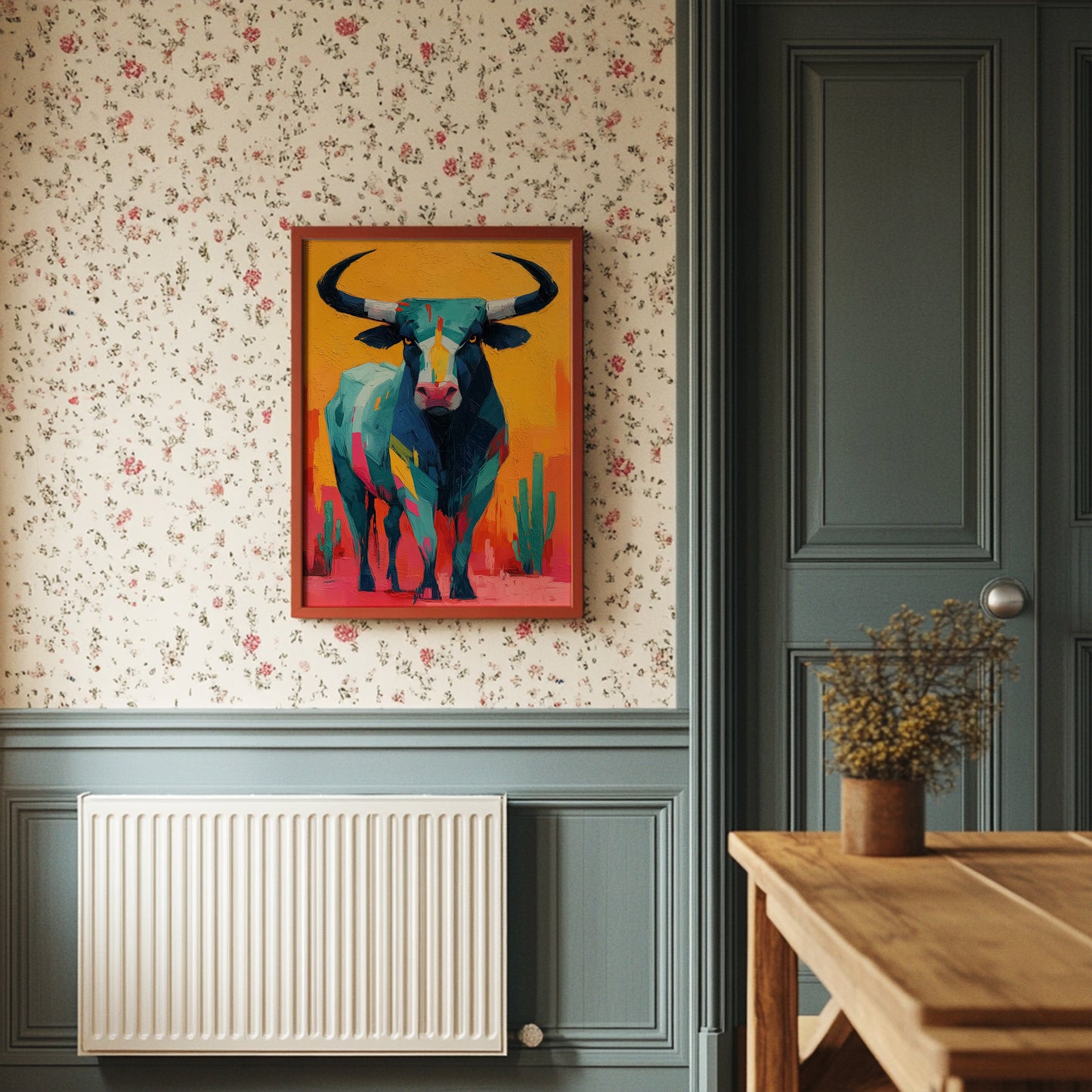 Turquoise Bull Meets Desert Dawn