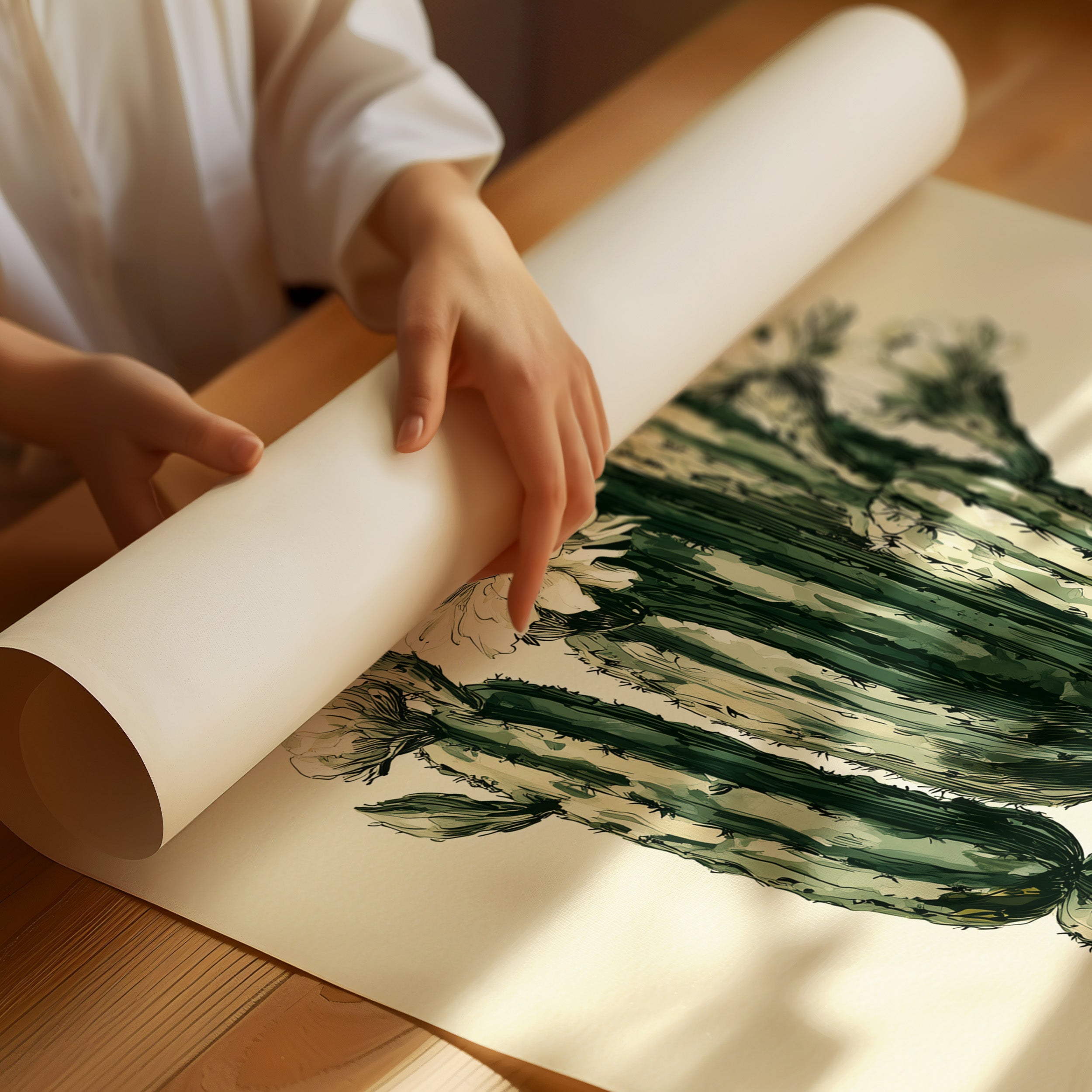 Blooming Saguaro Botanical Study