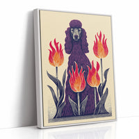 Poodle Amidst Fiery Blooms