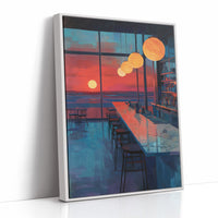 Lanterns Float Above Empty Barstools