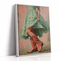 Red Boots Lifting the Hem
