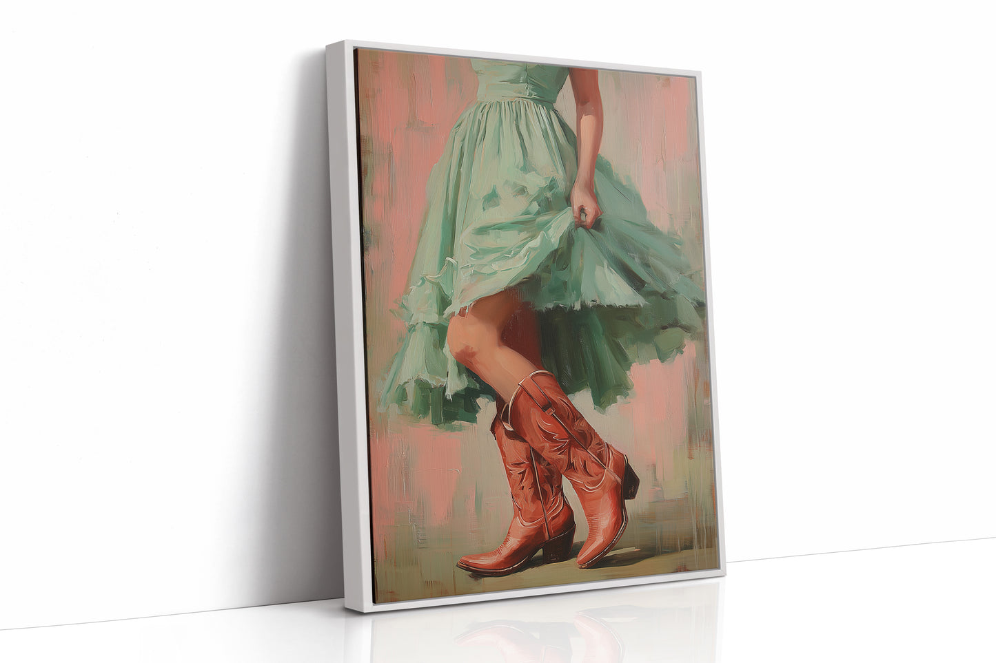 Red Boots Lifting the Hem