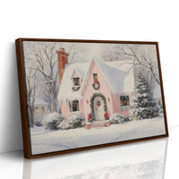 Pink Cottage Wears Winter's Crown