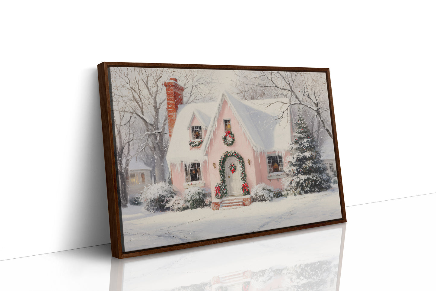 Pink Cottage Wears Winter's Crown