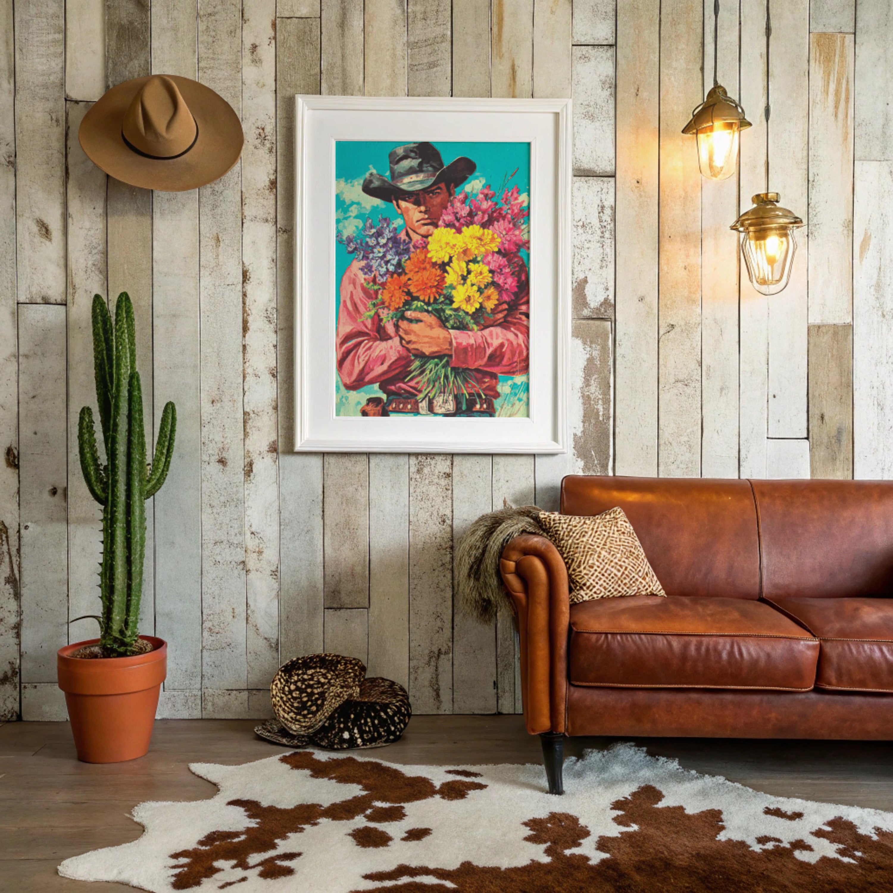 Wild Blooms Against Weathered Leather