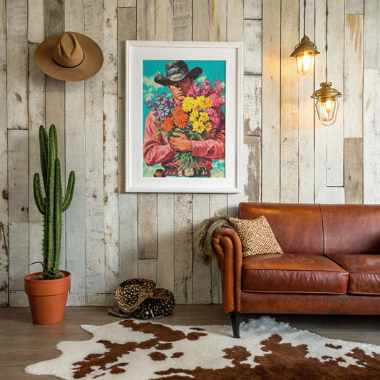 Wild Blooms Against Weathered Leather