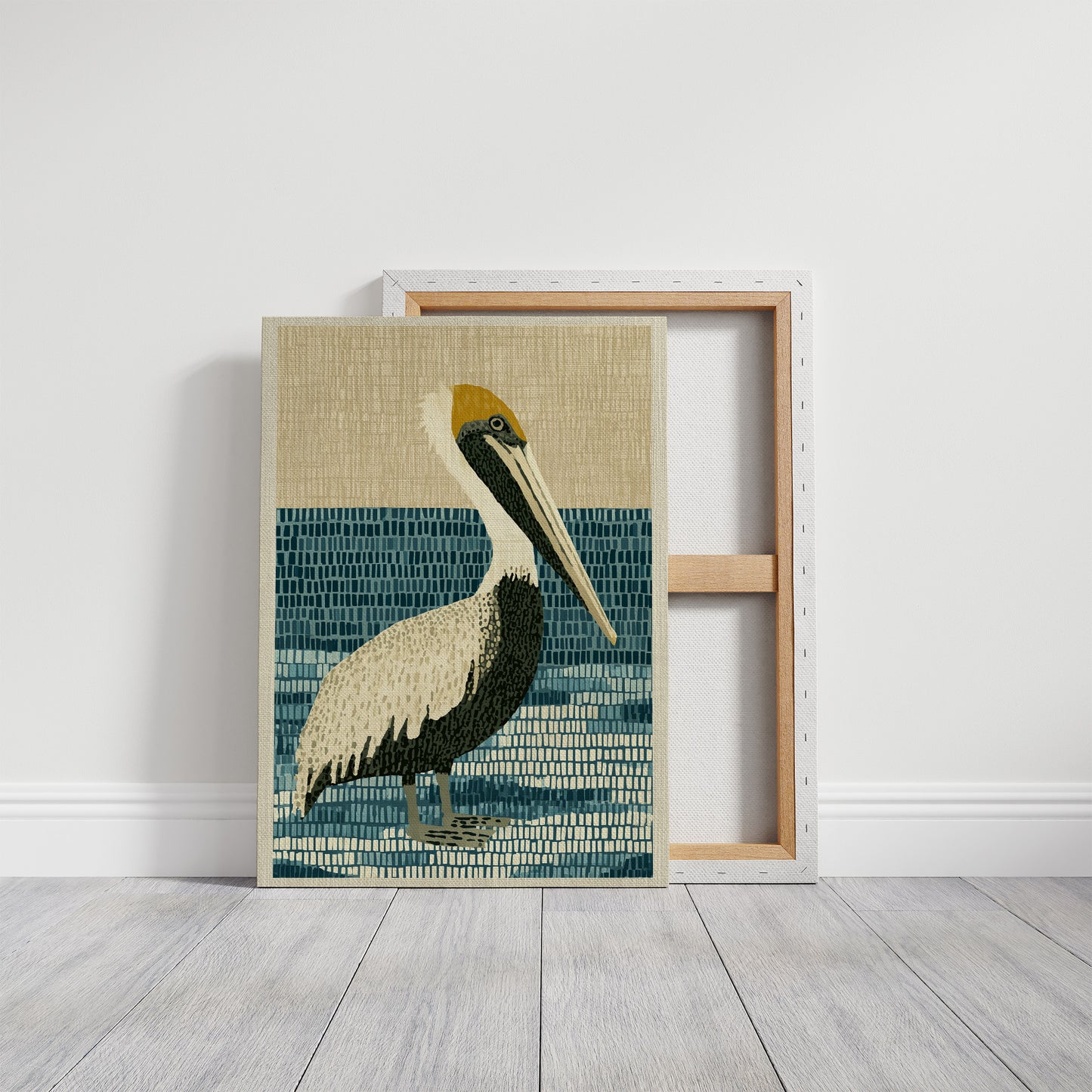 Pelican in Woven Waves