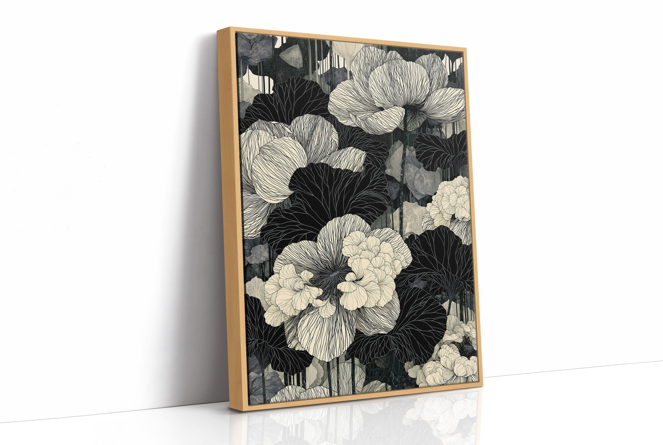 Poppies in Fine Black Ink