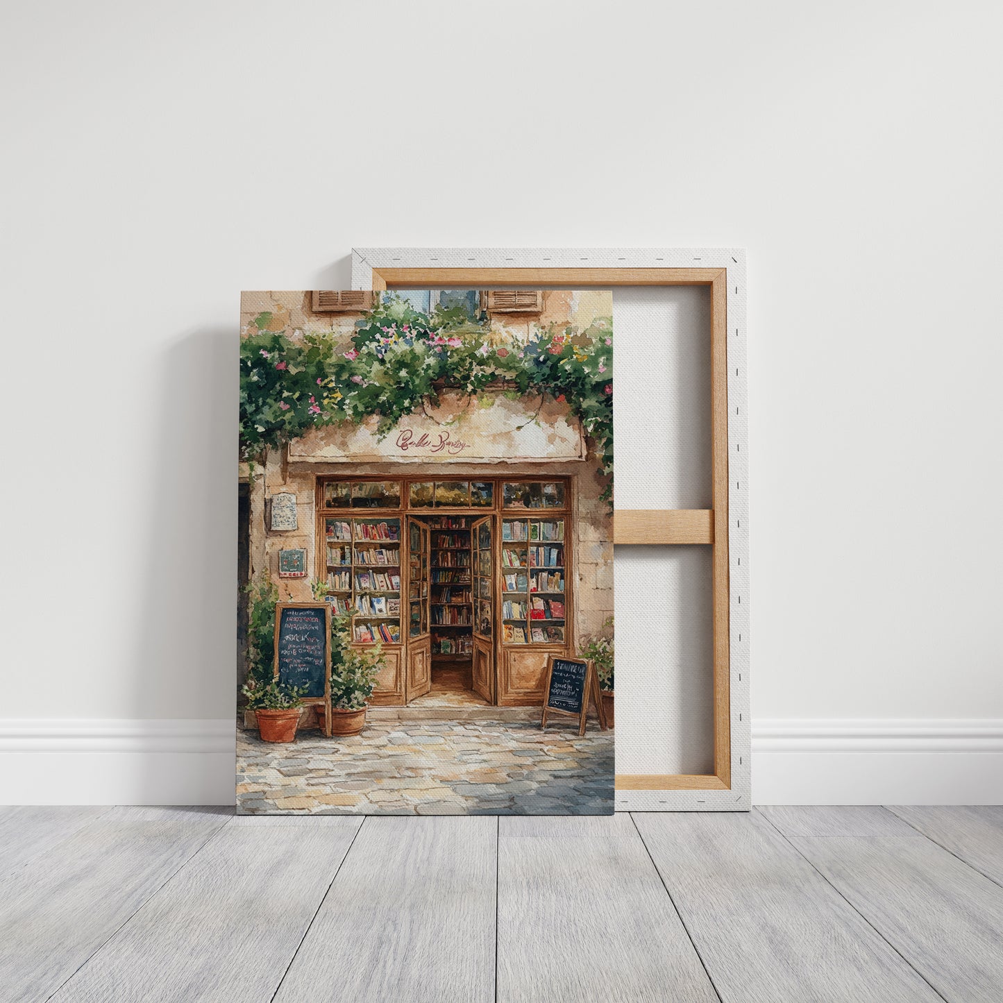 Charming French Bookstore – Vintage European Street Scene Wall Art