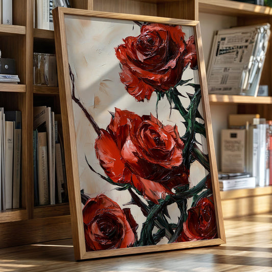 Crimson Roses with Thorns