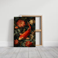 Scarlet Fins Among Coral Peonies