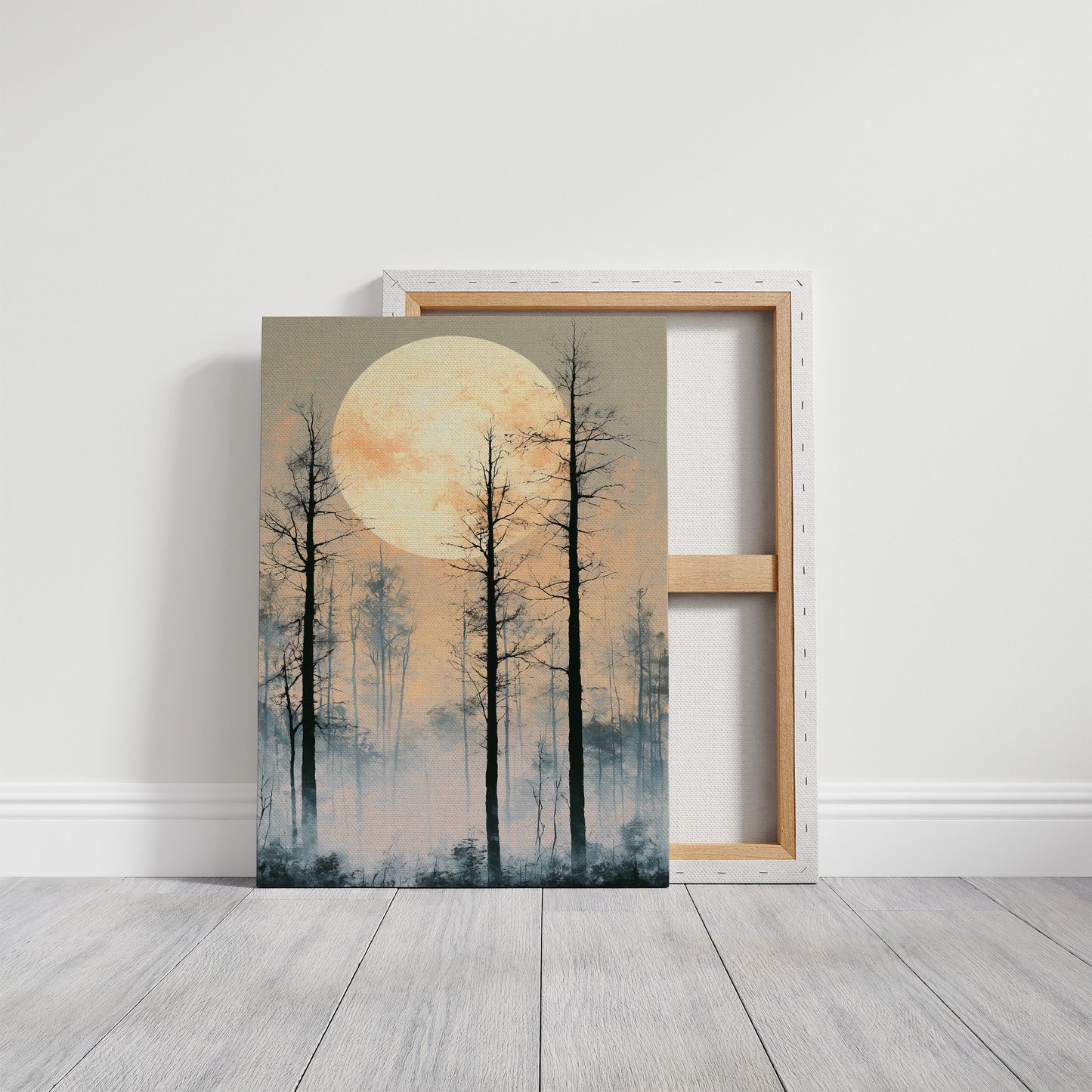 Peach Moon Over Bare Branches