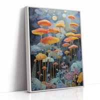 Luminous Mushrooms Dance Under Stars