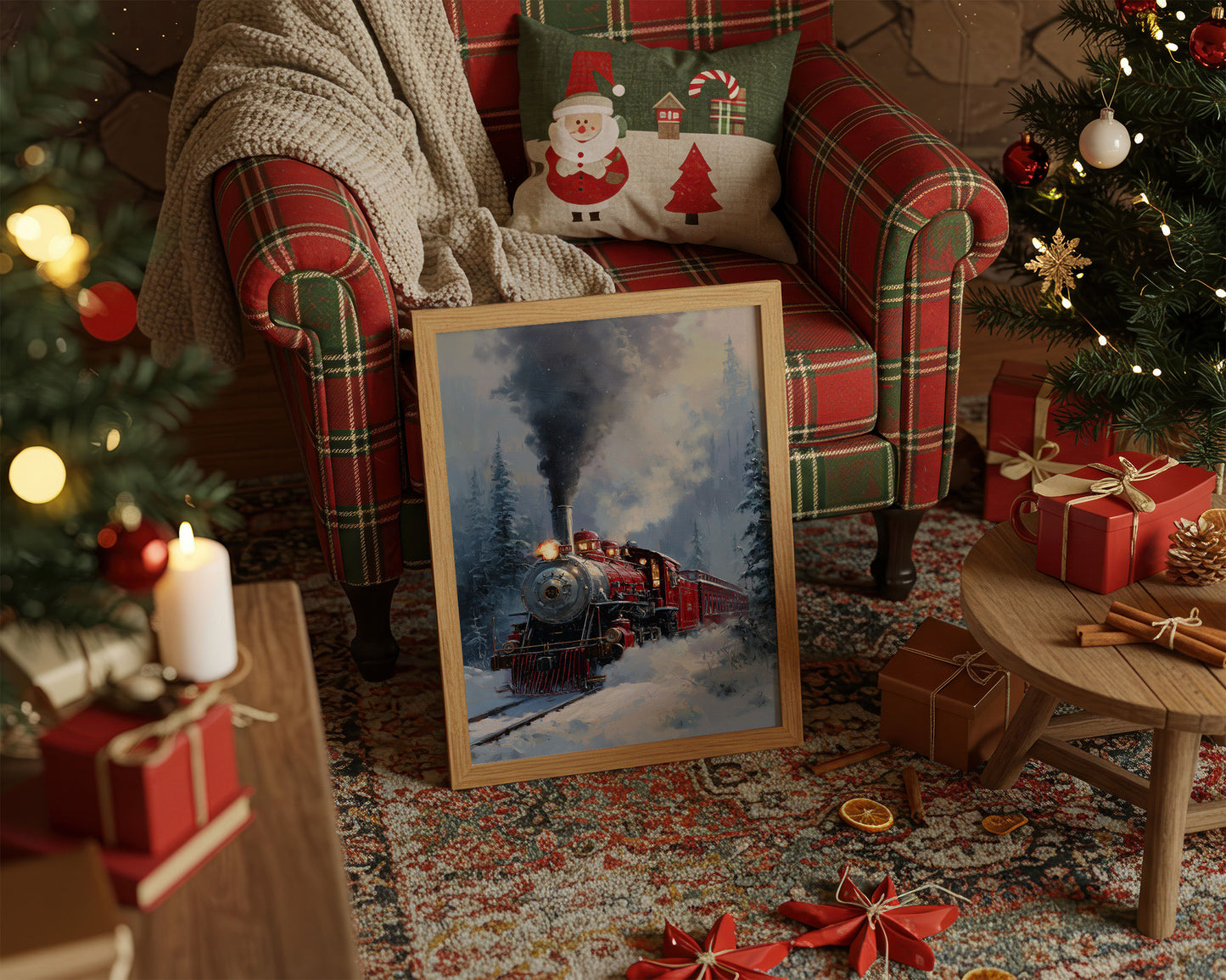 Steam Engine's Winter Night Journey