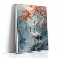 Cranes Dance Below Maple Fire