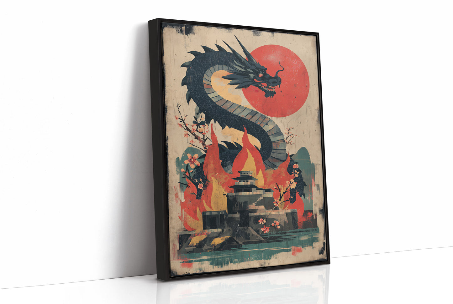 Dragon Rising Over Crimson Sun