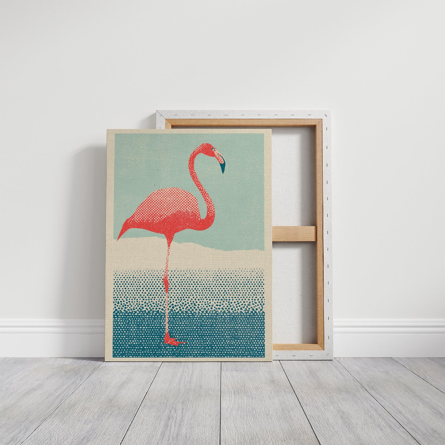 Flamingo on One Leg, Retro Print