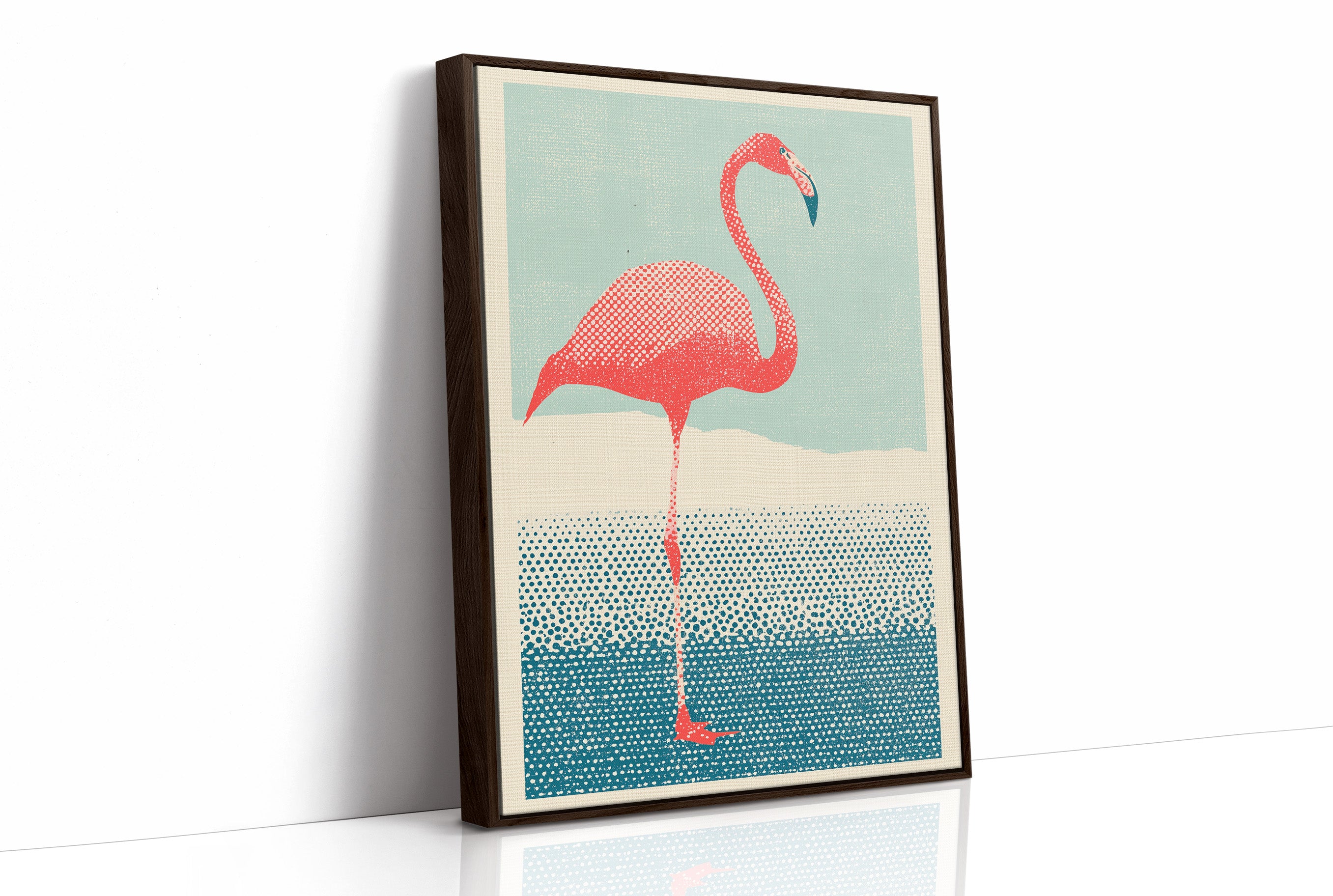 Flamingo on One Leg, Retro Print