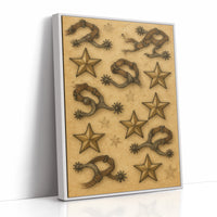 Western Spurs and Stars Vintage Print
