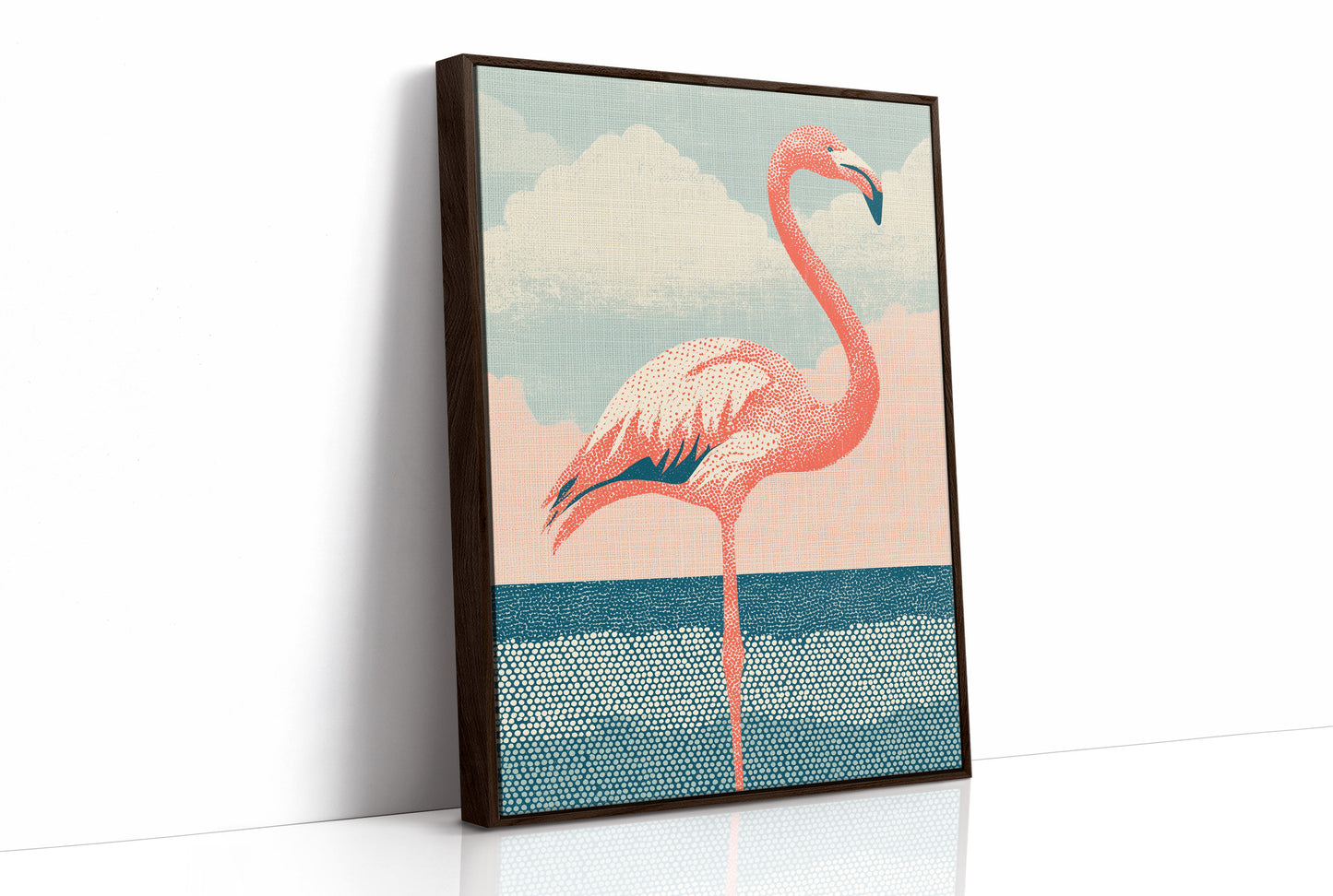 Flamingo Against Cotton Candy Clouds