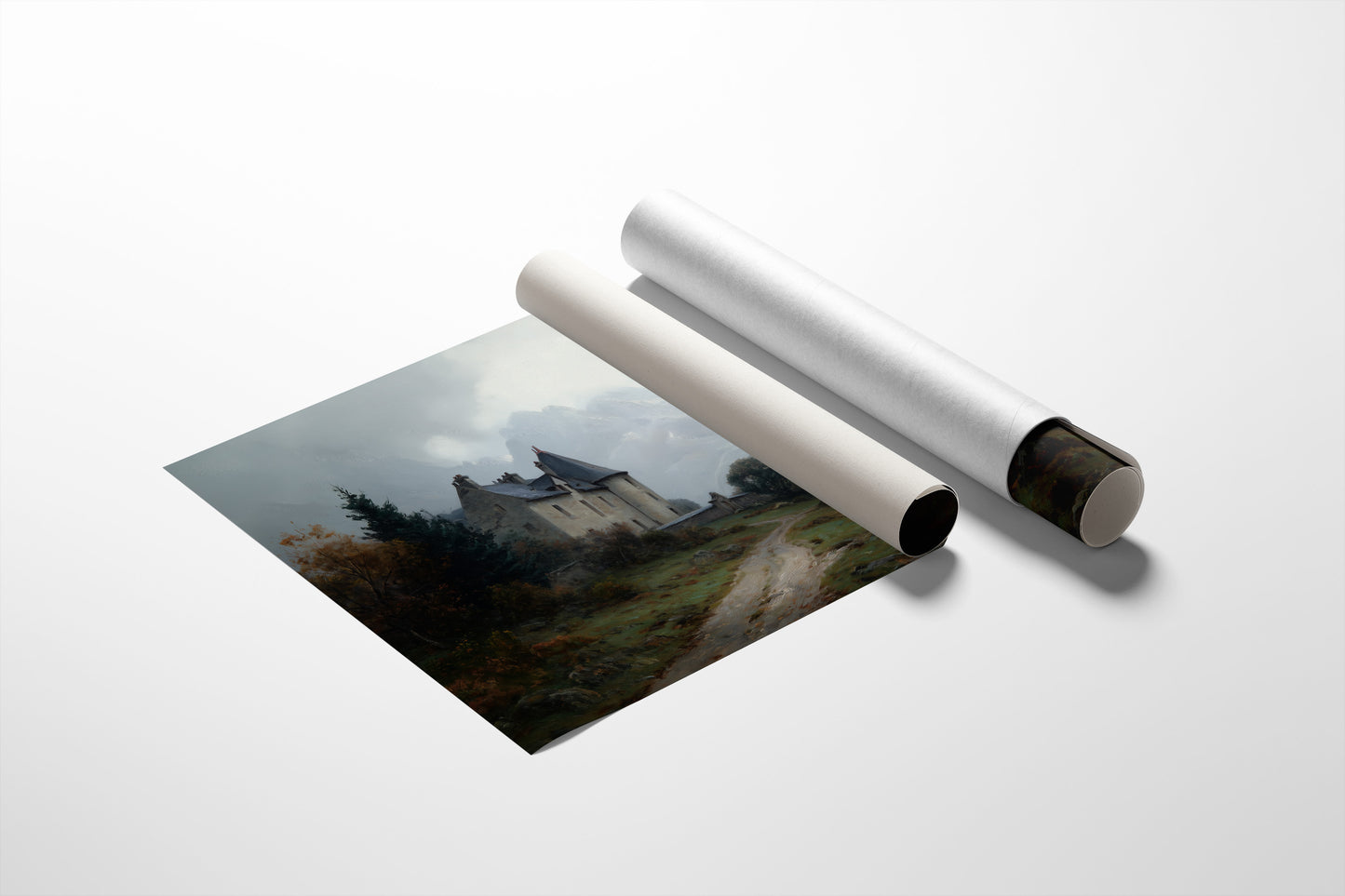 Castle Perched On Misty Hillside