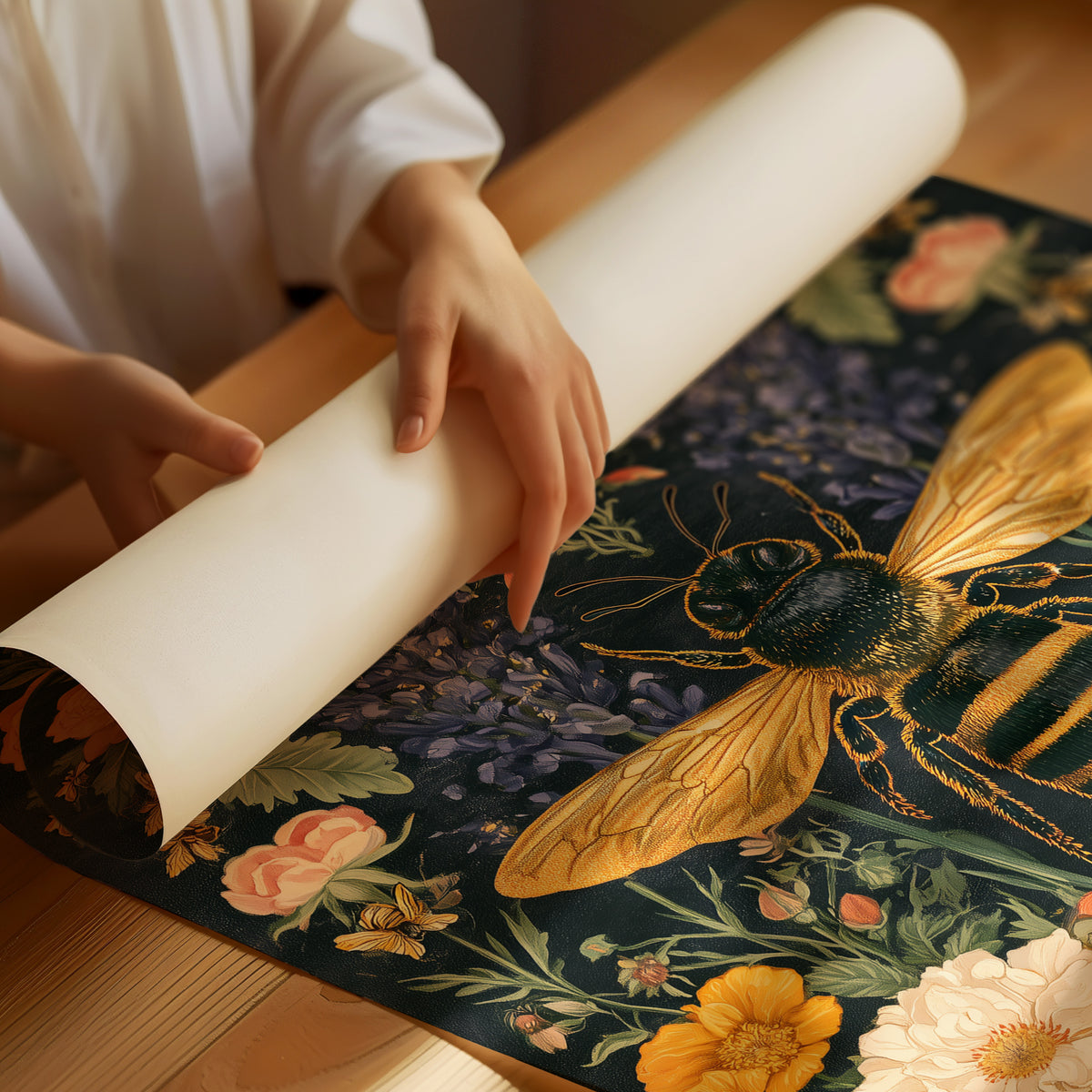 Full Buffet: Bee Among Poppies and Peonies