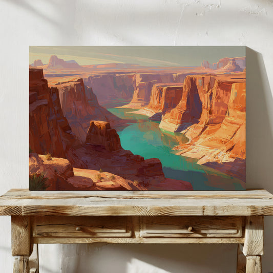 Turquoise River Cuts Ancient Stone