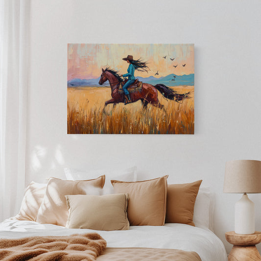 Cowgirl Ride at Sunset Plains